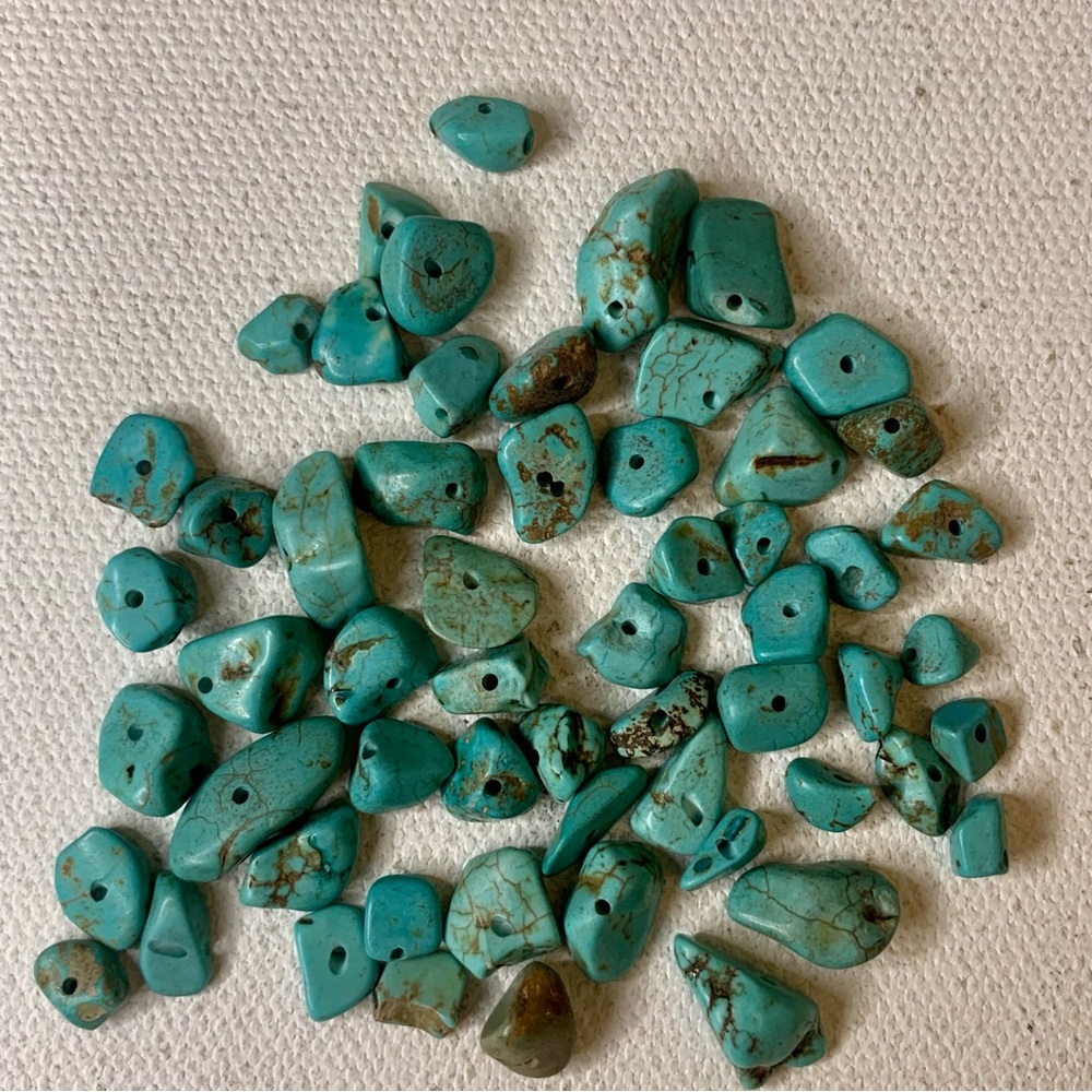 Natural Turquoise Chip Nugget Bead Lot 16g 5mm-25mm Mixed Matrix Teal Drilled